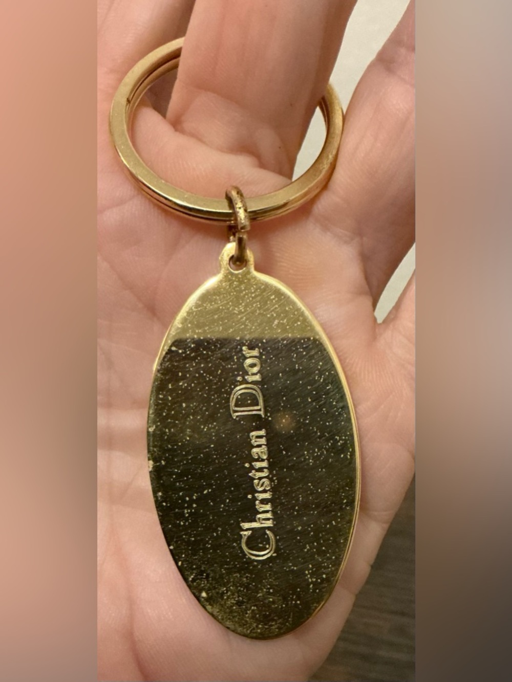 Rare Vintage Gold Plated Christian Dior Keychain Keyring Key